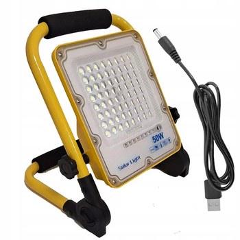 HALOGEN LED PRZENOŚNY 50W NA 230V + KABEL USB BUDOWLANA LAMPA AKUMULATOR