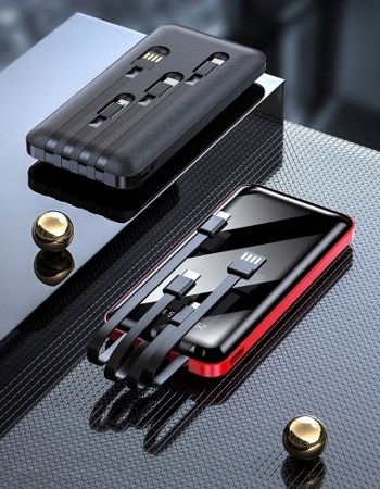 POWERBANK 20000 mAh USB + KABLE DO ŁADOWANIA USB TYP-C LIGHTNING MICRO-USB