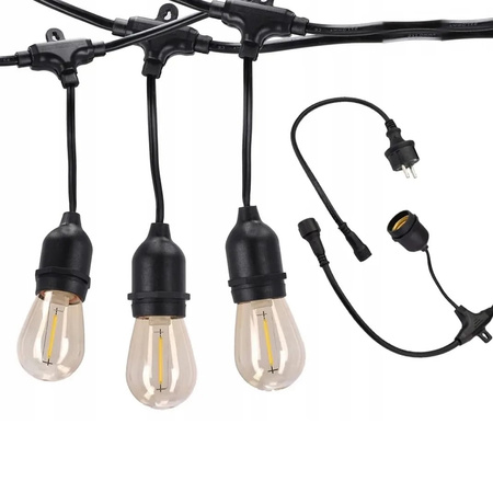 GIRLANDA OGRODOWA 20M LAMPKI OGRODOWE ŻARÓWKI E27 230V WISZĄCE 20M ŚWIETLNA