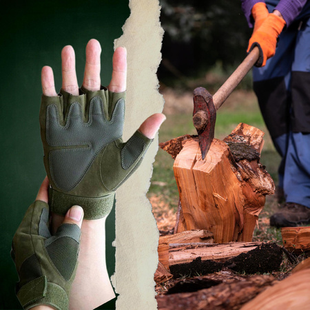 Rękawice Taktyczne Ochronne Usztywniane Ochrona kostek Bez palców rozmiar L