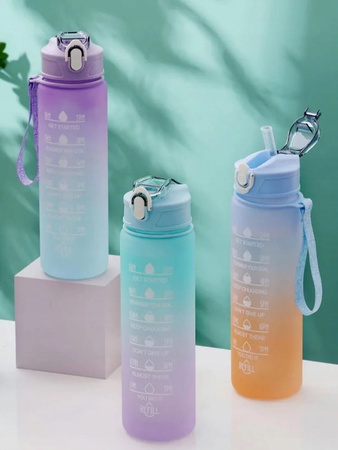 BIDON NA WODĘ SPORTOWY BUTELKA SPORTOWA 1L ZE SŁOMKĄ TRITAN motywacyjna