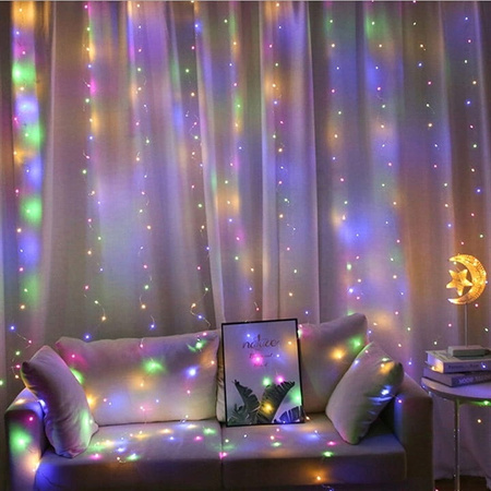 KURTYNA ŚWIETLNA LED 300 LAMPKI WISZĄCE NA USB 3x3M NA ZEWNĄTRZ I WEWNĄTRZ