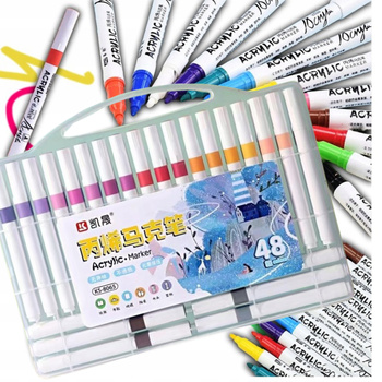 MARKERY AKRYLOWE PISAKI do KAMIENI UBRAŃ FLAMASTRY MAZAKI WODOODPORNE 48szt