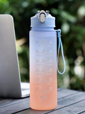 BIDON NA WODĘ SPORTOWY BUTELKA SPORTOWA 1L ZE SŁOMKĄ TRITAN motywacyjna