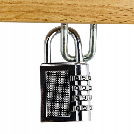KŁÓDKA SZYFROWA SREBRNA NA SZYFR ZAMEK KOD ZMIENNY 4 CYFRY