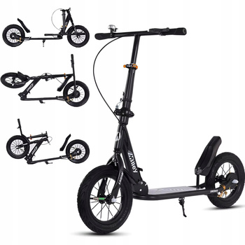 Hulajnoga z dużymi pompowanymi kołami 30cm ręczny hamulec dzieci dorosłych