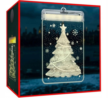 WITRAŻ led ŚWIĄTECZNY 3d na okno ozdoba lampki świąteczne CHOINKA OZDOBA