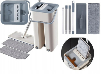 MOP PŁASKI Obrotowy DWUKOMOROWY wyciskacz wiaderko