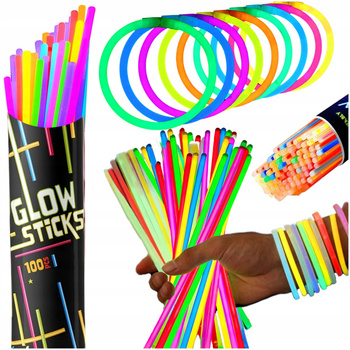 BRANSOLETKI OPASKI ŚWIECĄCE PATYCZKI PAŁECZKI FLUORESCENCYJNE FLUO 100x
