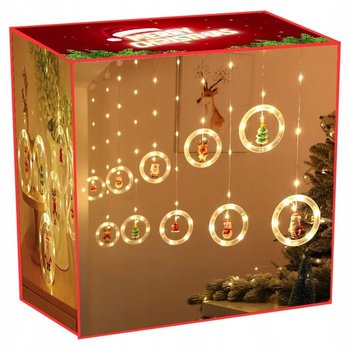 ZEWNĘTRZNA GIRLANDA KURTYNA Z FIGURKAMI DŁUGA 3m NA BALKON OKNO świąteczna