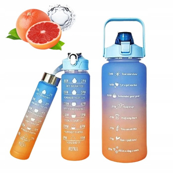 Zestaw 3 bidonów BUTELKA MOTYWACYJNA z miarką Bidon motywacyjny do wody