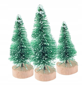 Zestaw CHOINKI 3 SZTUKI MINI ŚWIĄTECZNE BOŻE NARODZENIE OZDOBA NA PNIU