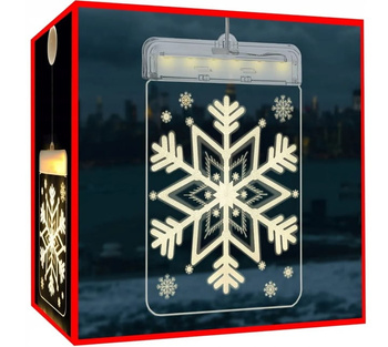 WITRAŻ led ŚWIĄTECZNY 3d na okno ozdoba lampki świąteczne ŚNIEŻYNKA OZDOBA