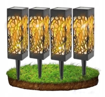 LAMPA SOLARNA WBIJANA KAGANEK LATARNIA CIEPŁA DEKORACYJNA DO OGRODU 4 SZT