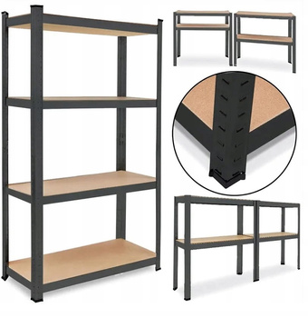 REGAŁ MAGAZYNOWY GARAŻOWY CZARNY PREMIUM 4 półki 700kg 172x80x40