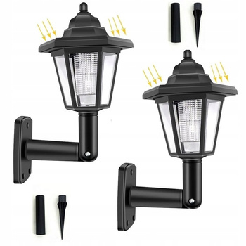 2 x LAMPA SOLARNA OGRODOWA ścienna/wbijana retro