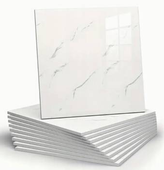 PŁYTKI SAMOPRZYLEPNE PANEL BIAŁY MARMUR PCV LAMINAT POŁYSK ZESTAW 10x 0,9m2
