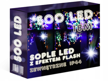 KURTYNA ŚWIETLNA 17M SOPLE 500 LED MULTI + FLASH SOPLE HERMETYCZNY KABEL