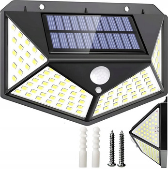 LAMPA SOLARNA Z CZUJNIKIEM RUCHU ZMIERZCHU 100 LED OGRODOWA NAŚCIENNA