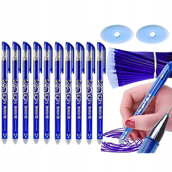 12x DŁUGOPIS PIÓRO KULKOWE ZMAZYWALNY ŚCIERALNY NIEBIESKI 0,5 mm 20x wkład