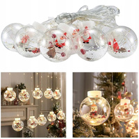 GIRLANDA KURTYNA ŚWIĄTECZNA NA OKNO KULE BOMBKI MIKOŁAJ ŚWIĘTA 3M + PILOT