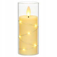 ŚWIECA LED DEKORACYJNA EFEKT PŁOMIENIA ŚWIECZKA WKŁAD BATERIE 15cm 22LED