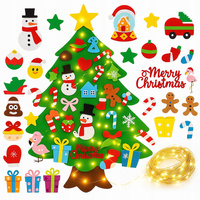 CHOINKA FILCOWA NA RZEPY Z OZDOBAMI DLA DZIECI 40x + ŚWIATEŁKA 50LED 105CM