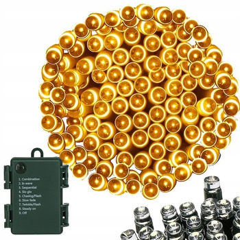 LAMPKI 100LED NA CHOINKĘ BATERIE WEWNĘTRZNE GIRLANDA ŚWIETLNA 10m SZNUR